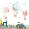 Hot Air Balloon Cartoon Animals Väggklistermärken för barn Kids Room Nursery Eco-Frie Avtagbar vägginredning Avtagbar PVC Viny