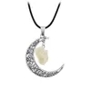 Semplice irregolare pietra naturale cristallo guarigione luna ciondolo collane gioielli con catena di corda per donna uomo