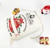 Kerstcadeau tassen grote biologische zware canvas-tas Santa Sack Drawstring katoenen canvas snoep tas met rendieren Apple Sacks