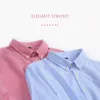 Ushark rood blauw gestreept shirt voor mannen blouse 100% katoen oxford shirt lange mouwen sociale formele zakelijke kantoor kleding mannelijke 210603