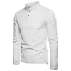 Chemises en coton pour hommes, Style chinois, Slim Fit, manches longues, hauts pour hommes, couleur unie, chemise en lin respirant, automne