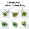 Decorative Flowers & Wreaths 30cm Rose Bouquet Artificial Fake Plants Leaf Grass Home Decore Flower Decoration With Vase Plastic 5 Branches