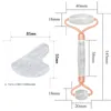 Gua Sha Massagesteine-Werkzeug zum Schaben von Gesichts- und Körperhaut aus Rosenquarzstein, Akupressur-Schaber, Pulverkristall-Set