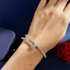 Fashion Woman Manschette Armband Persönlichkeit Full Drill Nägel 3 Farben Edelstahl Armband Klassische Designer Schmuckgeschenke