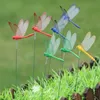50pcs/lot 8CM Artificial Dragonfly Garden Decoration Outdoor 3D Simulation Dragonfly Stakes Yard Plant Lawn Decor Stick WLY BH4695