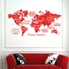 Mapa do mundo em palavras vinil adesivo de parede oceanos e continentes em espanhol decoração home decalques de parede Diy casa decoração para sala de estar 210308