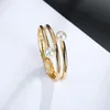 Bangle Womens Pearl Fashion Jewelry Simple Multilayer Line Geometric Gold Armband för gåvor7629990