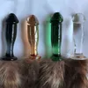 Anal toys Simulation Crystal Glass Tail Fox Plug Dog Butt Adult Sex Toys Male And Female Masturbation 1125