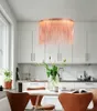 Posta modern minimalistisk hängande lampa aluminium kedja tofs chandelier lampor matsal villa kreativ belysning konst lång rund nyans