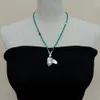 YYGEM Natural Blue Apatite faceted round choker Necklace Cultured White Keshi Pearl Pendant for women