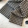 Houndstooth Woolen Skirt Korean Style مزاج AllMatch Thinner OneStep Split Aline Skirt 210311