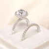 HALO 30 CT RUND CUT Sterling Silver Engagement Ring Set015372910