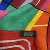 Écharpe carrée femme châle bonne qualité 50% soie 50% laine matière écharpes chaudes imprimer lettres motif taille 130cm-130cm