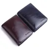 Men's Wallet Wax Oil Skin Leather Short Pocket Clutch Money Bag Pure Color
