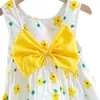 Dziewczyny Dress Summer Party Baby Girl Princess Dress Bow Hat Suspender Spódnica garnitur Q0716