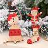 Pendentifs en bois de Noël Chaussettes de Noël Décorations Arbre de Noël Ficelle Ornement Cadeaux de fête w-01287