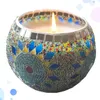 Stearinljusmosaikglashållare Färgglada solrosmönster Tea Light Candlestick Stand Centerpieces för Alla hjärtanser
