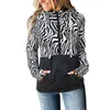 Leopard Camouflage Print Patchwork Rits Pocket Tops Dames Lange Mouwen Losse Hooded Sweatsirt Fashion Casual Pullovers Hoodies 210928