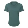 여성 반팔 러닝 셔츠 LU-176 빠른 건조 피트니스 요가 스포츠 티셔츠 체육관 의류 티셔츠 운동 운동 조깅 티셔츠