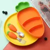 Baby Newborn Cutlery Set Fork Plate Spoon Straw Brush Five-piece Set New Baby Child Food Supplement Grid Plate G1210