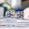 3つの銀のスタッドのイヤリング7 * 7mm正方形の高い炭素ダイヤモンドの結婚式の党の宝石類2021