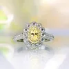 Bagues en argent Sterling 925 véritable, diamant jaune rose scintillant, Moissanite créée pour femmes, bijoux fins pour fête de mariage