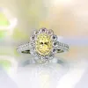 Real 925 Sterling Silver Sparkling Yellow Pink Diamond Created Moissanite Rings For Women Wedding Party Fine Jewelry