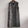Lanmrem em v-pescoço preto único-breasted elegante colete de tweed outono padrão de xadrez estilo coreano all-match weistcoat para as mulheres 2A986 210915