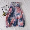 EWQ Spring New Hip Hop Hoodies Fashion Printing Tie färgad casual hooded Sweatshirt Men Streetwear Wild Loose Pullover Top LJ200808