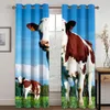 Zasłony Drapes 3d Cute Fashion Dog Cow Animal Pattern Blackout Kit, nadaje się do domowych zasłon w dziecięcego salonie i sypialni