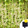 Guirlande de feuilles de lierre avec énergie solaire LED guirlandes lumineuses rafraîchissez votre jardin maison couloir véranda 10pcs lampe de rideau de vignes de lierre 211104