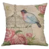Coussin/oreiller décoratif 18 ''pouces cage à oiseaux jeter décor à la maison étui coton canapé coussin housse en lin