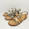 European and American fashion non-slip flat flat knit sandals with buckle strap