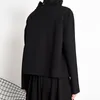 EAM Loose Fit Poche Noir Gris Sweat-shirt Col Roulé À Manches Longues Femmes Grande Taille Mode Printemps Automne 1Z33801 201203