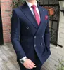 Double Breasted Peak Lapel Gentleman Grey Blazer Two Pieces Mens Suit with Pants Formal Silver Jacket For Wedding Groom Tuxedos X0268s