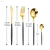 Black Gold Stainless Steel Cutlery Set Dinnerware Tableware Dinner Knife Fork Spoon Parties Flatware Set Cutlery Drop 211012
