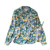 DEAT KVINNOR PRINTION SHIRT Sling Vest Two -Piece Suit Lapel Long Sleeve Fashion Spring Autumn 11D2008 210709