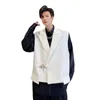 Coletes masculinas fivela de metal colete curto unisex coreano streetwear moda casual terno homem colete mulheres preto branco
