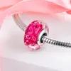 Acsesoris Wit Women Man Wavy Fancy Pink Murano Glass Charm 925 Стерлингового серебра 925 Подходит для серебра 925 Браслеты DIY Beads Q0531