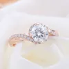 6.5mm center 1.0 CT round cut 10K 14k rose gold Moissanite ring twist arm eternal size original dazzling female jewelry