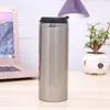 Sublimação tumbler reto 420ml caneca de viagem de café xícaras de aço inoxidável de aço inoxidável slim isolada cerveja de cerveja caneca com tampas