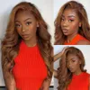 1Ginger Golden Blonde Body Wave 360 HD Lace Frontal Real Hair Wig Bleached Knot 150 Density Virgin Hair 13x6 Transparent83702487860672