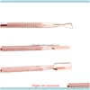 Pushers Salon Health Beautynail Care Cleaner Nail Art Tools Cuticle Pusher Set Manicure Pedicure Tool Rose Gold Rostfritt Steel Finger Dea