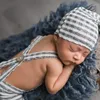 Newborn photo prop Overalls hat striped photography props set M3551