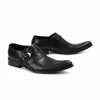 Pointed Fashion Dress Toe Buckle Black Genuine Leather Shoes Men Soft Comfortable Zapatos Hombre db