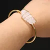 Pulseira de moda pulseira natural de pedras semipreciosas redonda abertura de cristal dourado Circlet para mulheres charme presente de jóias