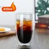 Dubbelskiktisolerad Glas Cup Antiscalding Tumblers Anti-Cold Coffee Milk Dryck Mugg Bamboo Lid Transparent Drinkware Present