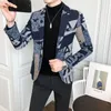 Blazer de lã com estampa de letras masculino inverno masculino blazers casual paletó fino festa clube casamento socialHomme S-5XL