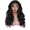 Long Natural Body Wave 360 ​​Lace Paryks Human Hair Wig Pre Plocked Hårlinje med Baby Hair Natural Färg 130% ~ 180% Täthet för svarta kvinnor