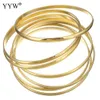 New Fashion Roman Style Stainless Steel Bangle Gold Color Lover Charm Bracelet for Women Brand Gold Wide Cuff Bangle 7pcs/set Q0719